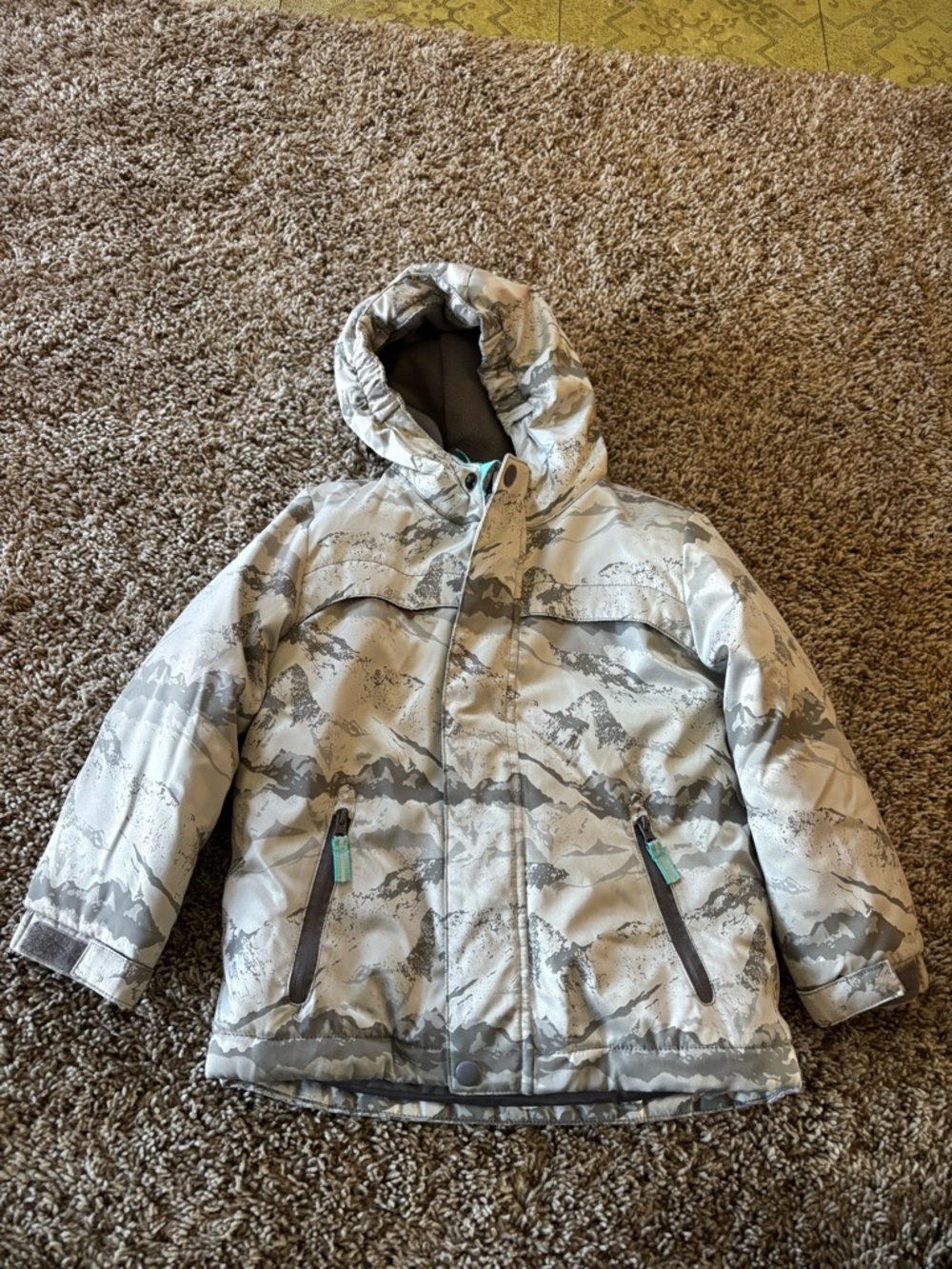 Cat & Jack Light Gray Mountain-Print Hooded Jacket
